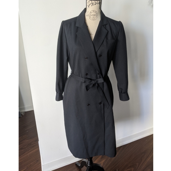 Vintage Trench Coat Made in Canada Black - Picture 1 of 3